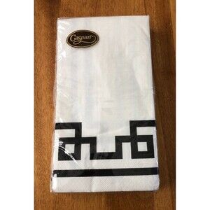 NEW Caspari Rive Gauche Guest Towels Paper Napkins Black Greek Key 3-Ply 15 Ct